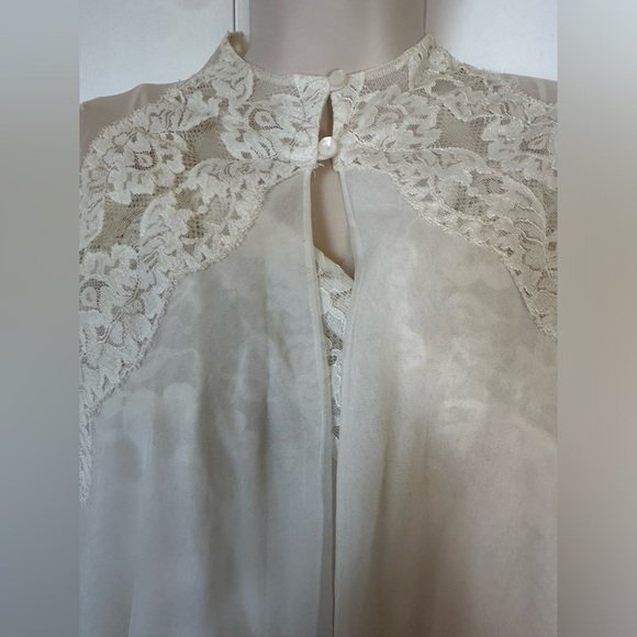 Antique Eyeful By Flaums Bridal Peignoir Sheer Chiffon Overlay English Lace Sz S - Picture 5 of 16